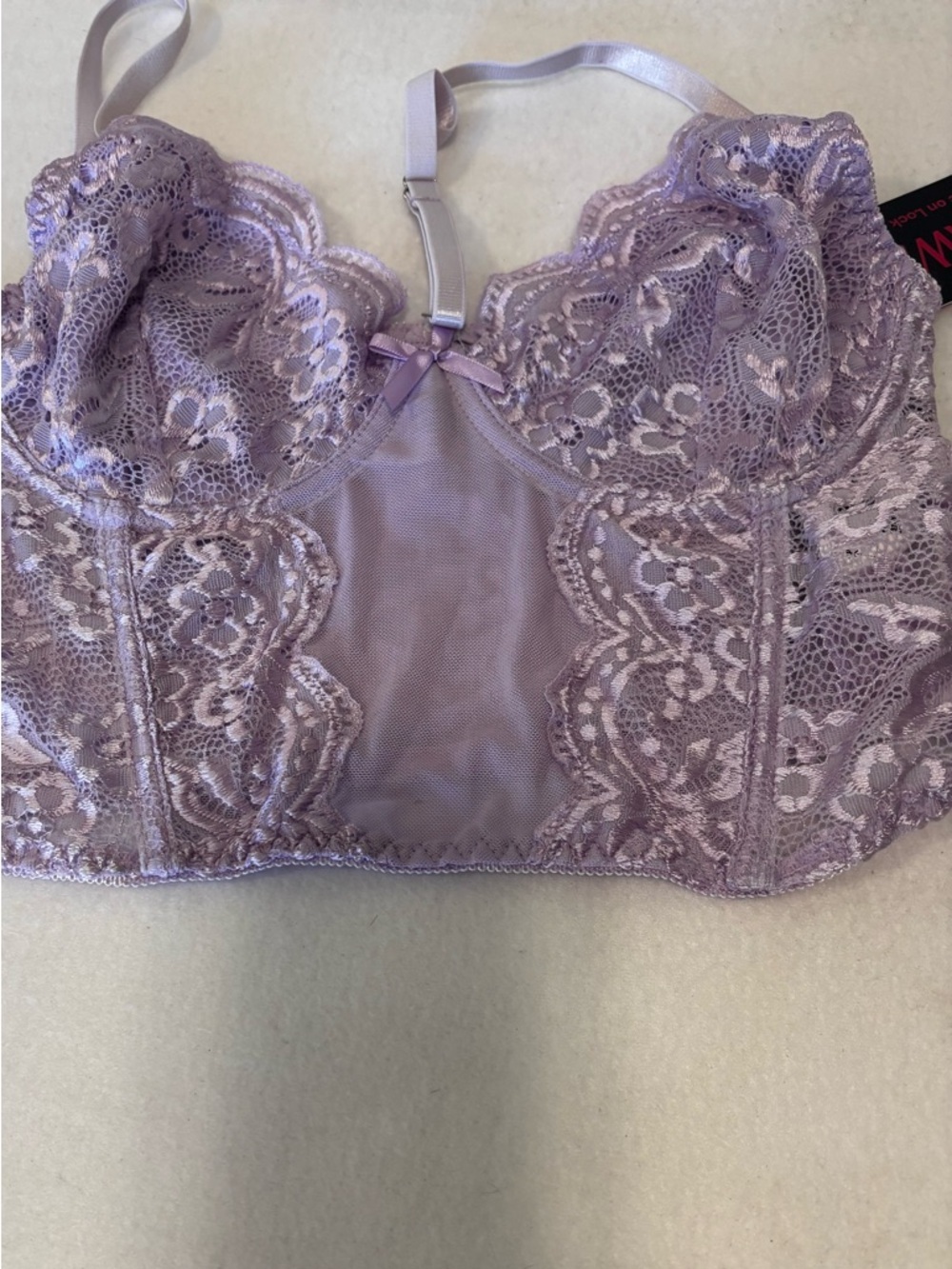 NWT Romwe Lavender Lace Longline Bralette Crop Top‎ L